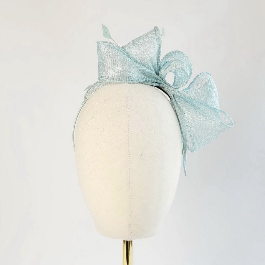 Aqua Blue Loop Fascinator with Coque Feathers