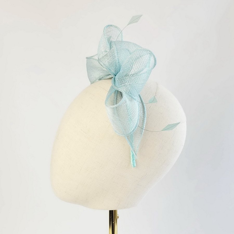 Aqua Blue Loop Fascinator with Coque Feathers - Image 5