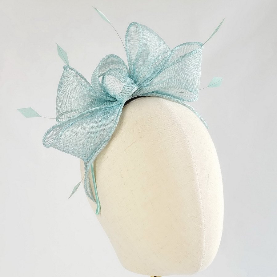 Aqua Blue Loop Fascinator with Coque Feathers - Image 7