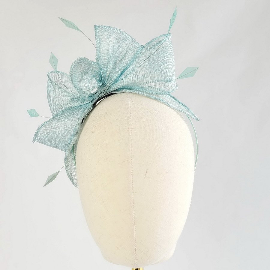 Aqua Blue Loop Fascinator with Coque Feathers - Image 6