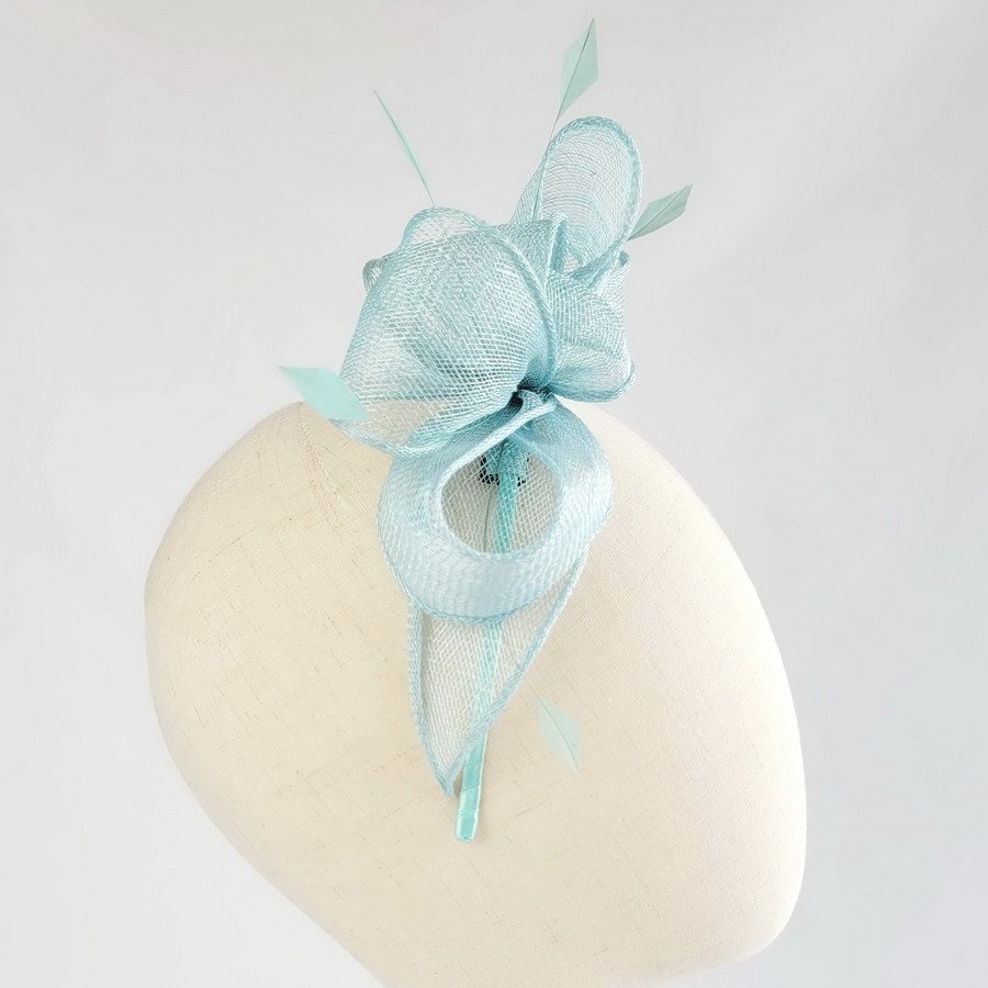 Aqua Blue Loop Fascinator with Coque Feathers - Image 10