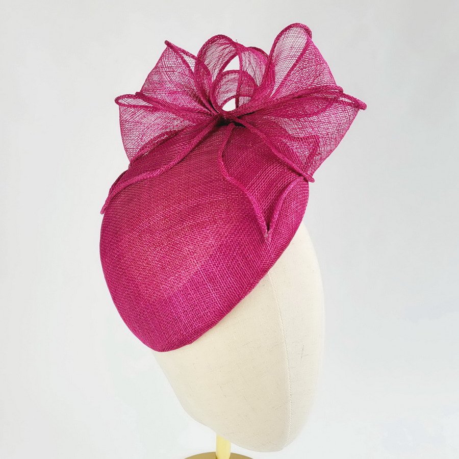 Dark Pink Sloped Beret Hat with Loops - Image 10