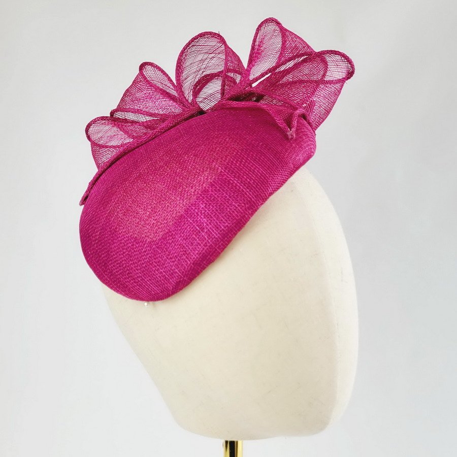 Dark Pink Sloped Beret Hat with Loops - Image 8
