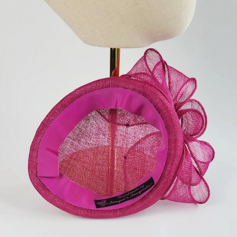 Dark Pink Sloped Beret Hat with Loops - Image 5