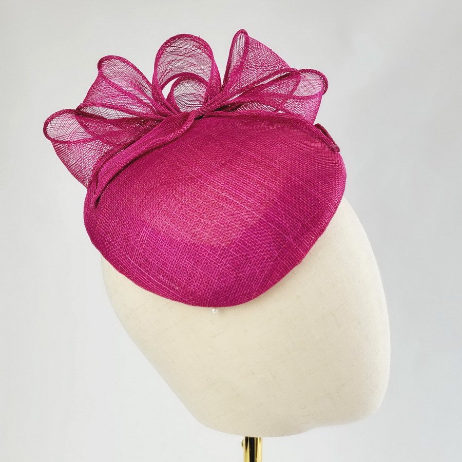 Dark Pink Sloped Beret Hat with Loops - Image 9