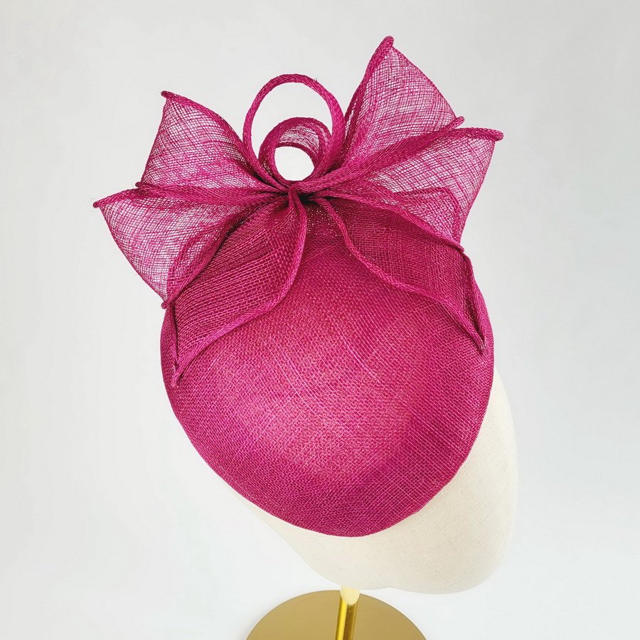Dark Pink Sloped Beret Hat with Loops - Image 6