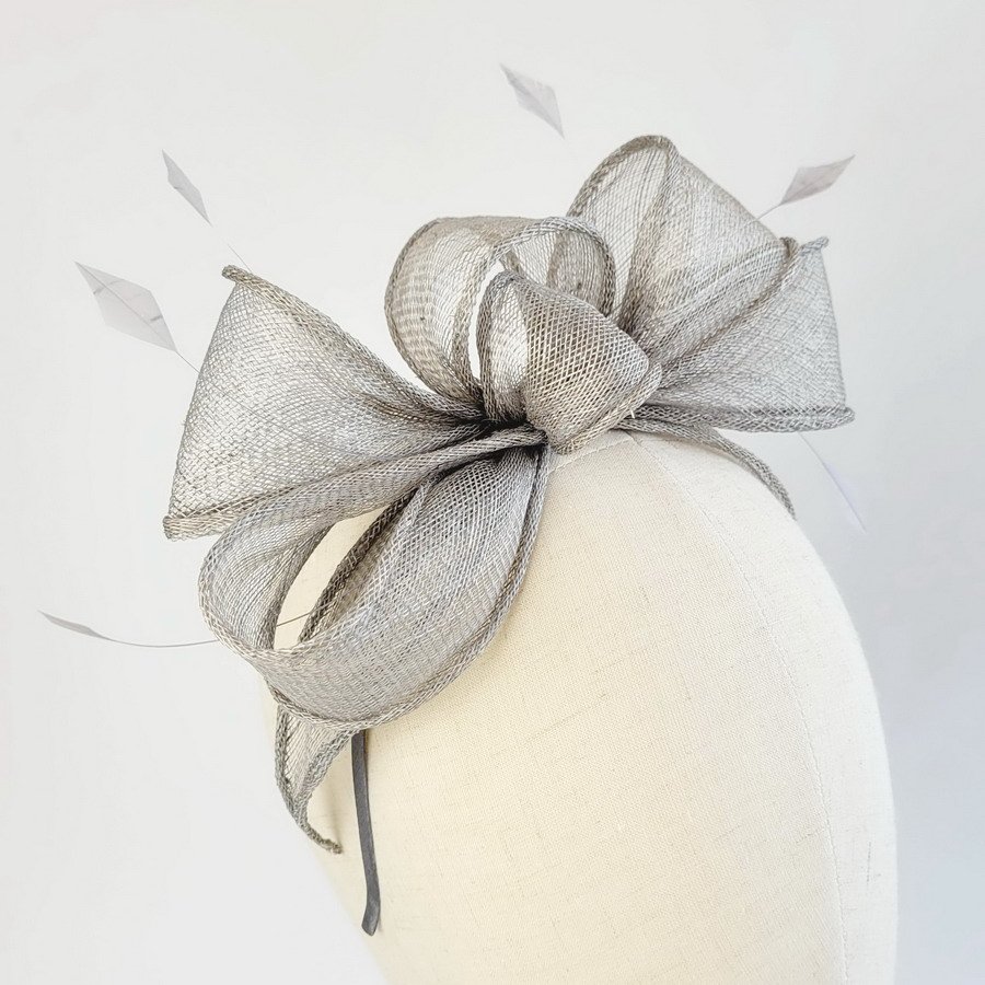 Grey Loop Fascinator with Coque Feathers - Image 2