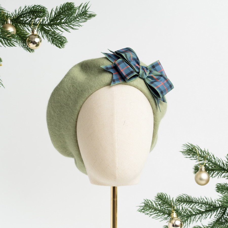 Sage green beret handmade in Sheffield South Yorkshire