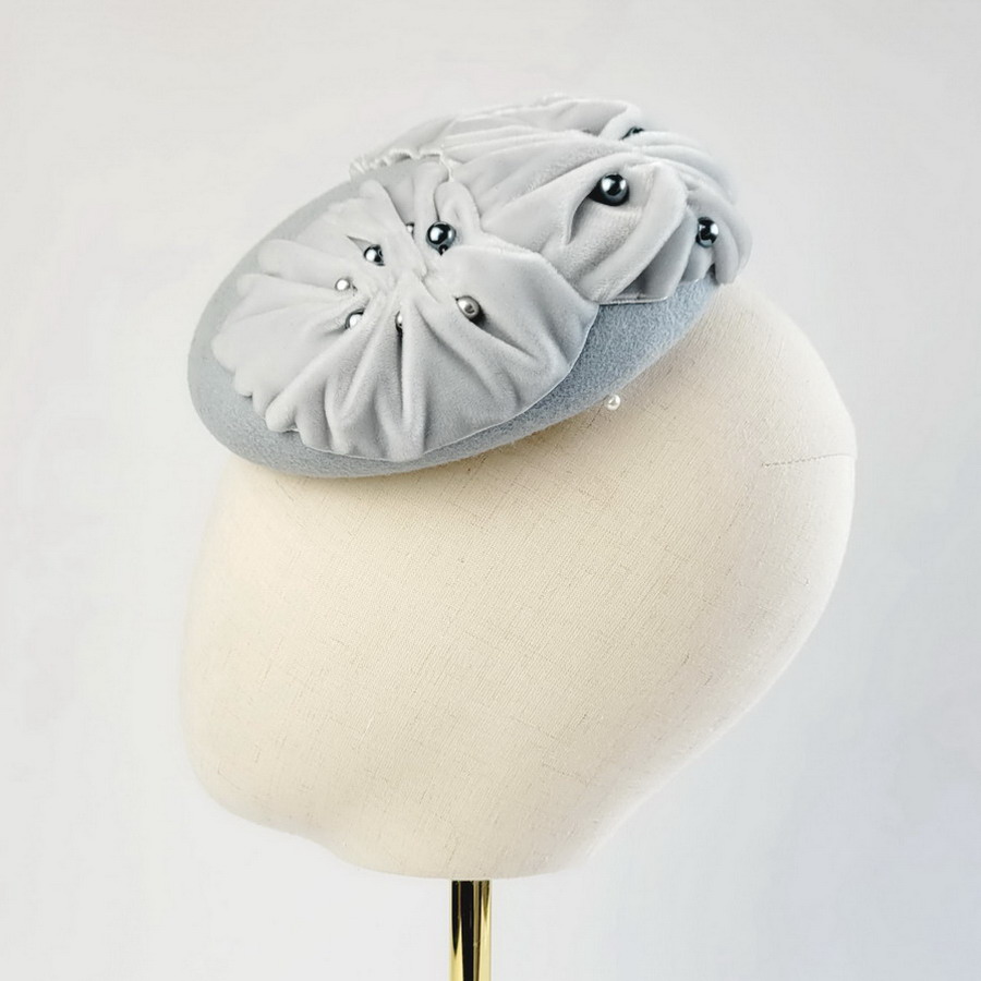 Ice blue mother of the groom wedding hat handmade by Imogen's Imagination