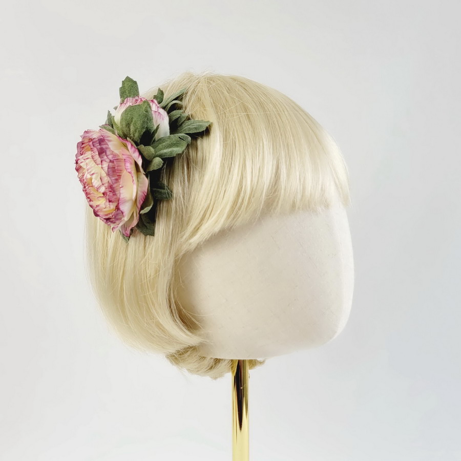 Ivory Purple Ranunculus Flower Hair Clip - Image 2