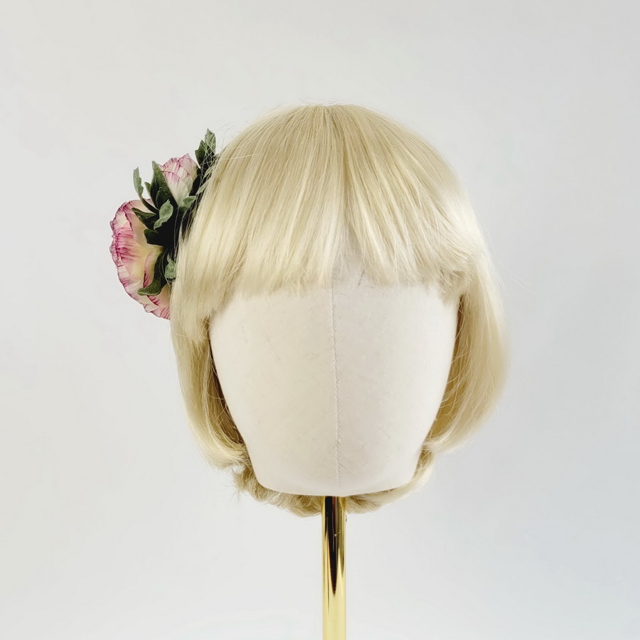 Ivory Purple Ranunculus Flower Hair Clip - Image 3