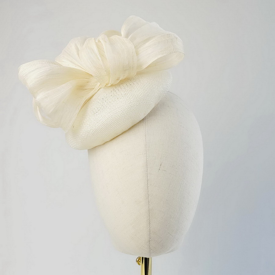Ivory Button Hat with Abaca Loops