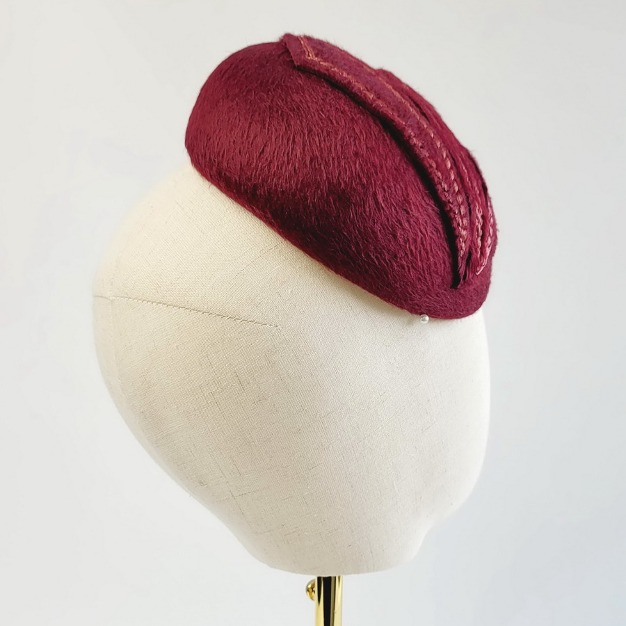Maroon Felt Hat with Embroidery - Image 5