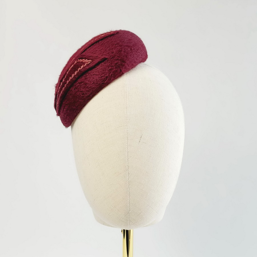 Maroon Felt Hat with Embroidery - Image 2