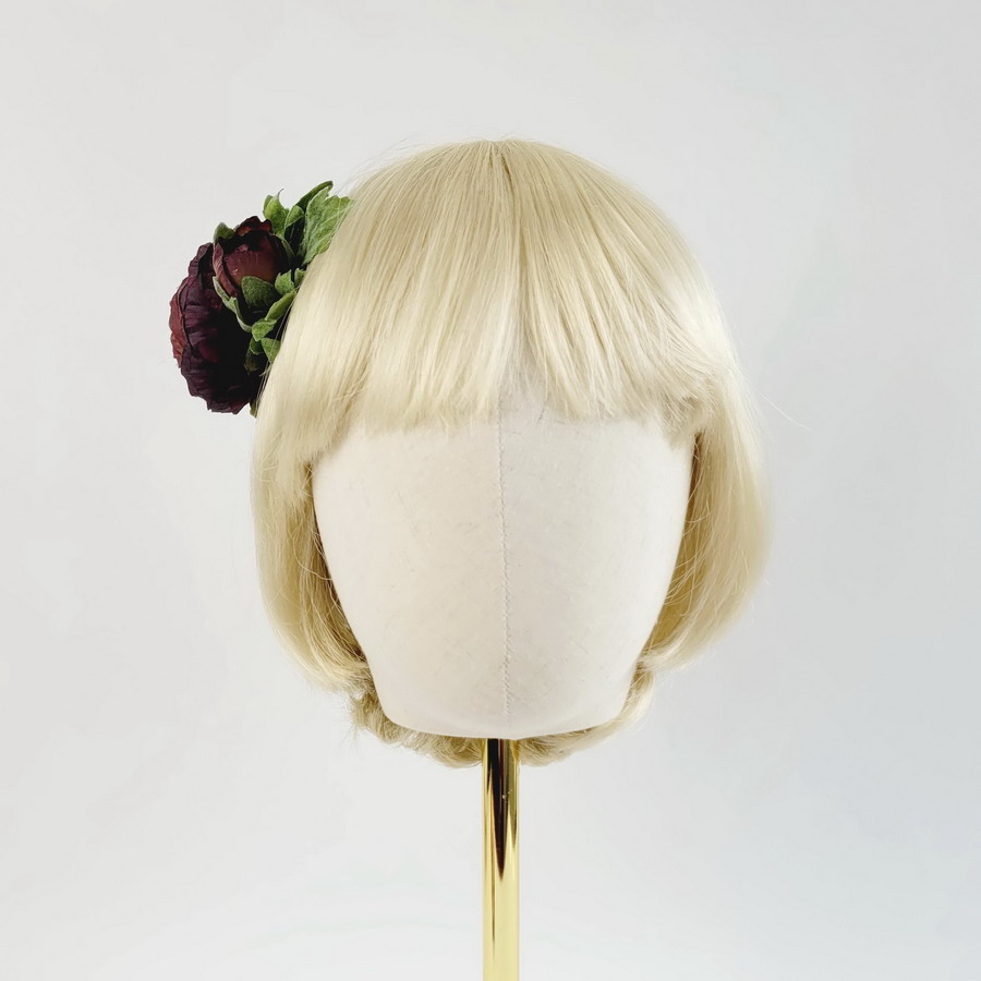 Dark Purple Ranunculus Flower Hair Clip - Image 3