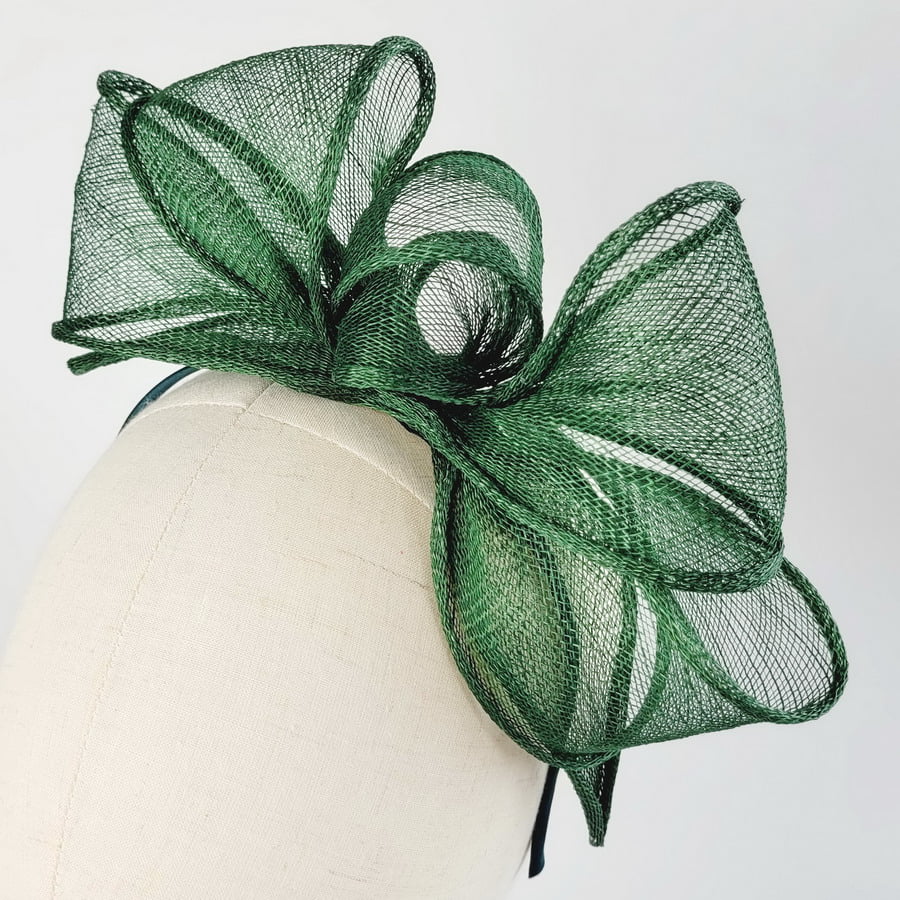 Dark Green Looped Fascinator Headband - Image 4