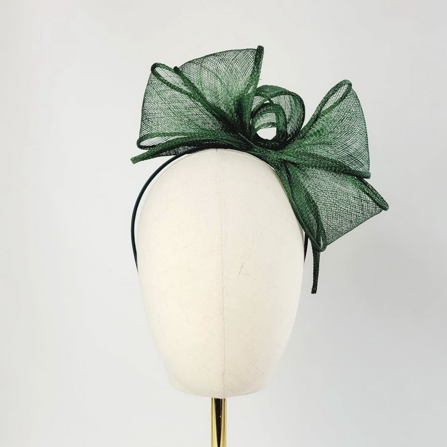 Dark Green Looped Fascinator Headband - Image 2