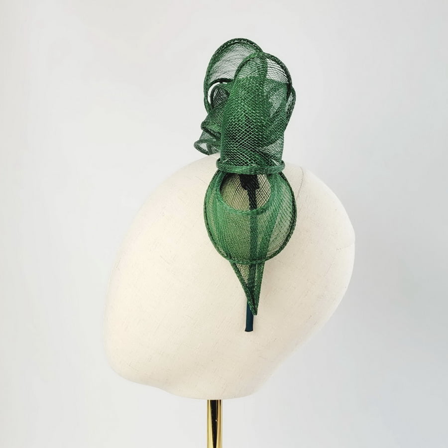 Dark Green Looped Fascinator Headband - Image 5