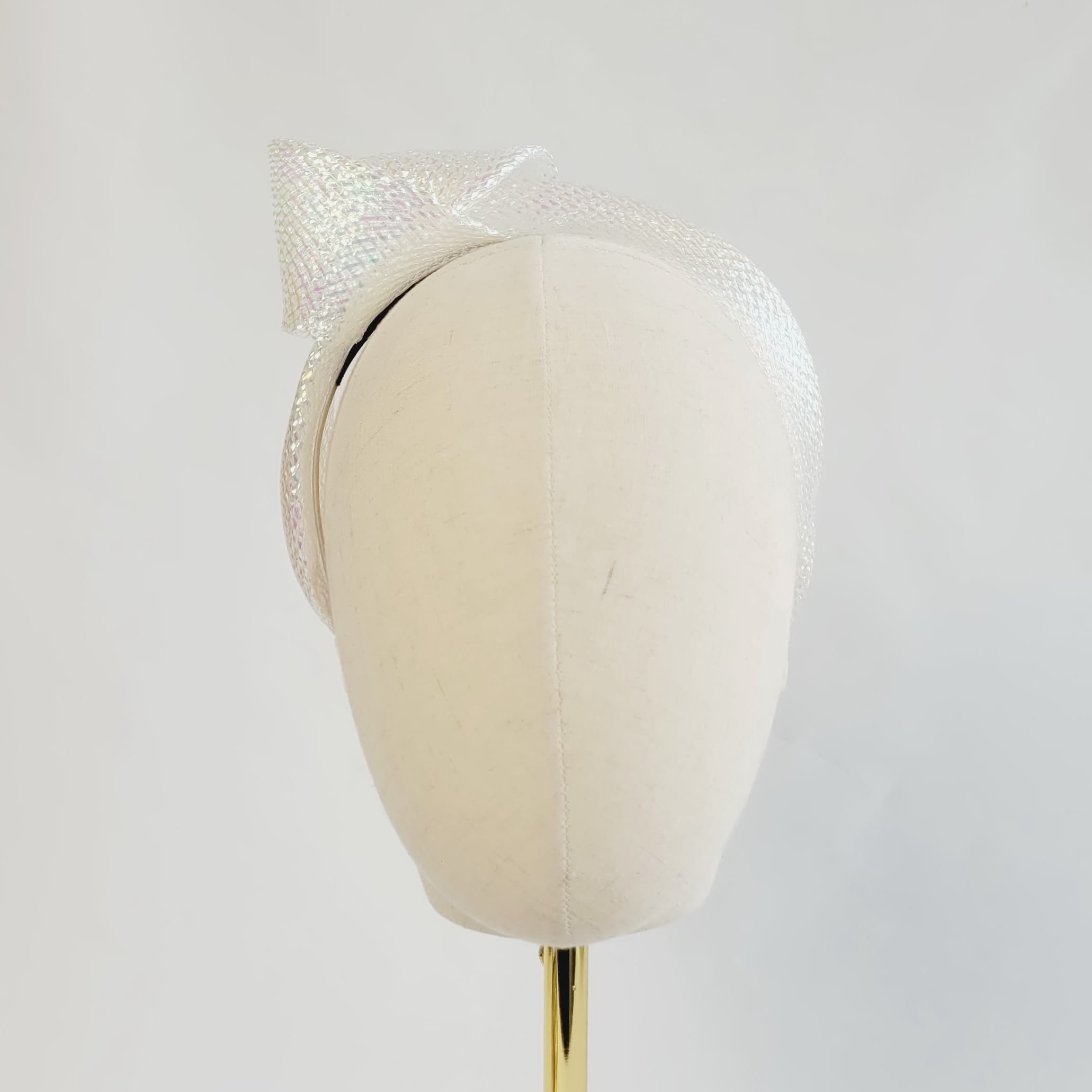 Iridescent Pearl Crinoline Knot Headband