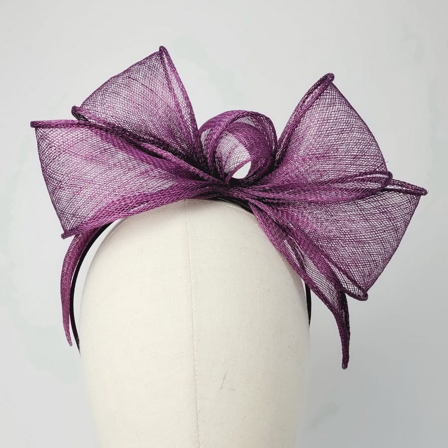 Plum Purple Feather Free Fascinator handmade by Imogen's Imagination