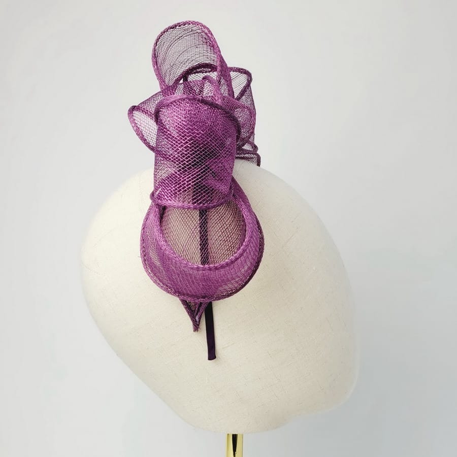 Plum Purple Looped Fascinator Headband - Image 10