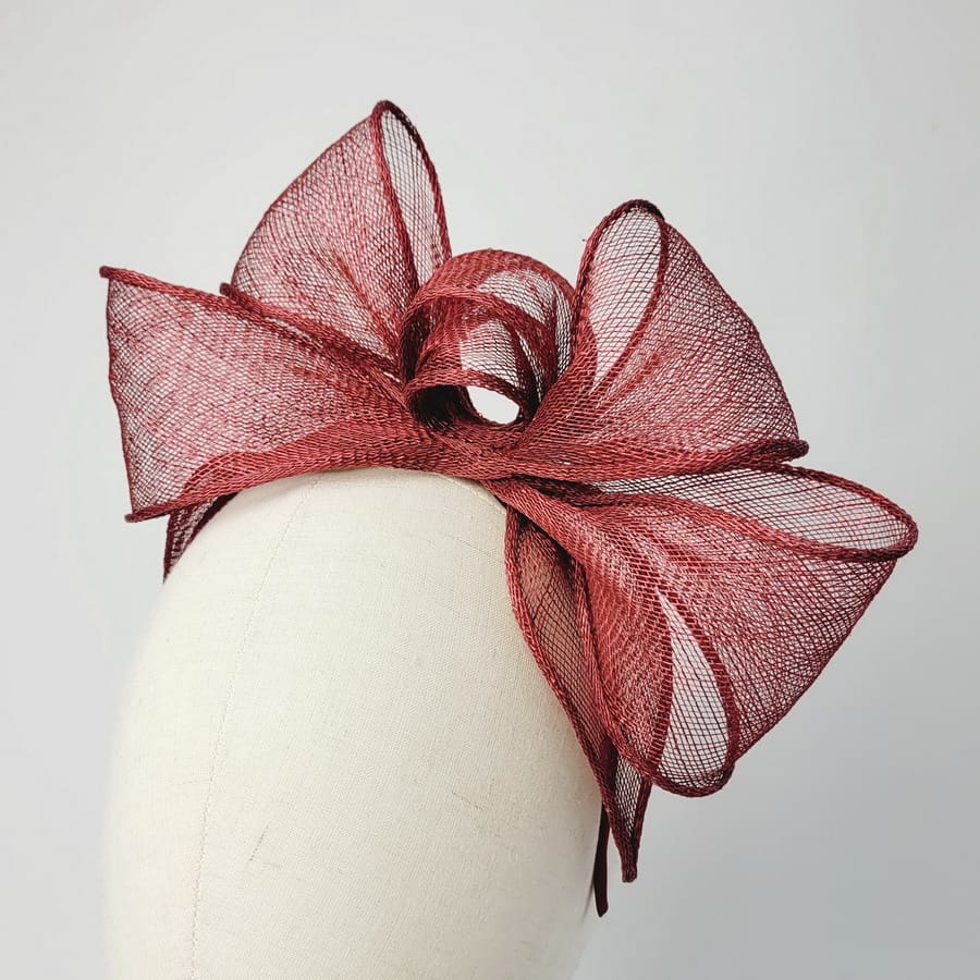 Wine Red Feather Free Fascinator handmade by Imogen's Imagination