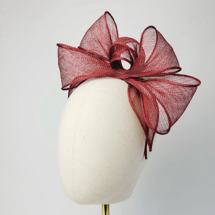 Wine Red Wedding Fascinator handmade by Imogen's Imagination