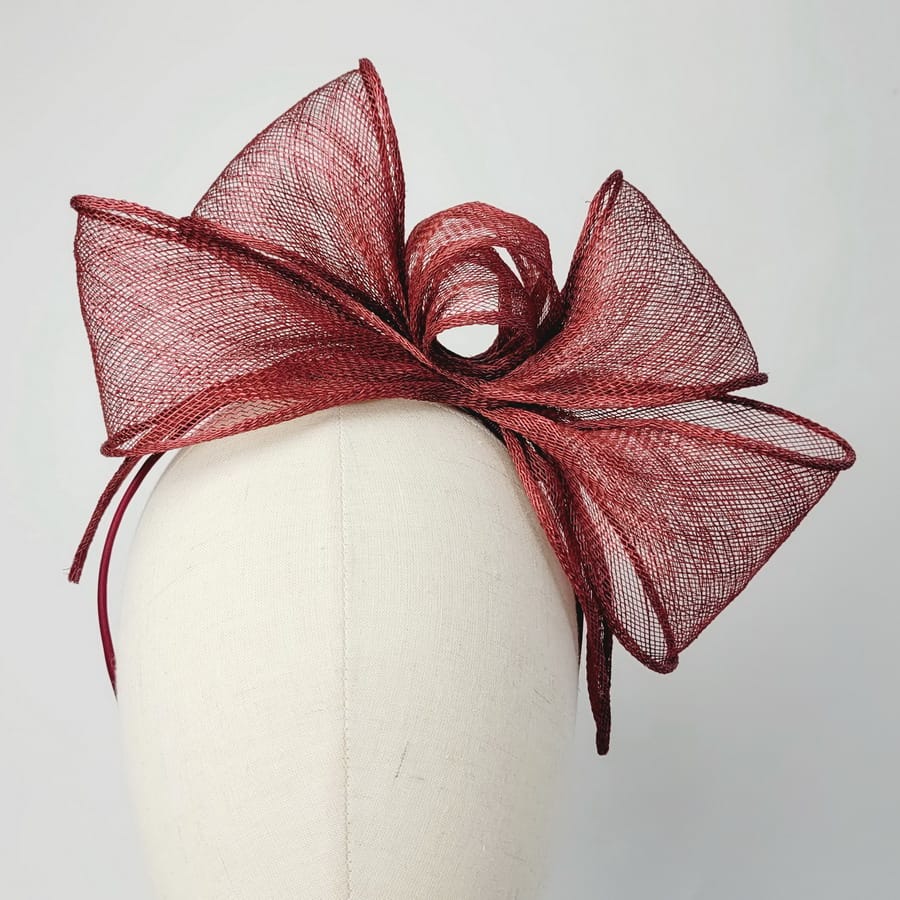 Wine Red Mother of the Bride Fascinator handmade by Imogen's Imagination