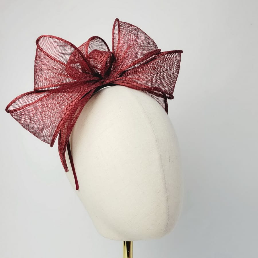 Wine Red Vegan Friendly Fascinator handmade by Imogen's Imagination