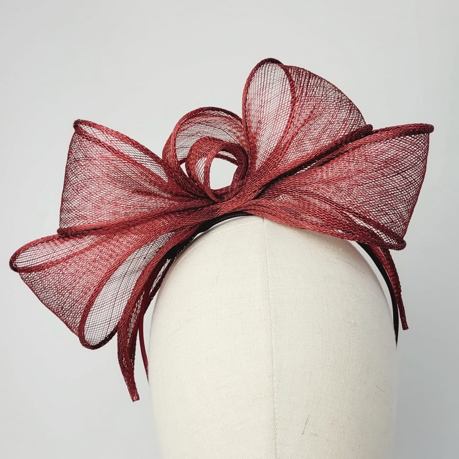 Wine Red Race Day Fascinator handmade by Imogen's Imagination